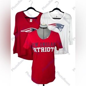 (3) PINK Victoria’s Secret New England Patriots Bundle Glitter Logo Tops